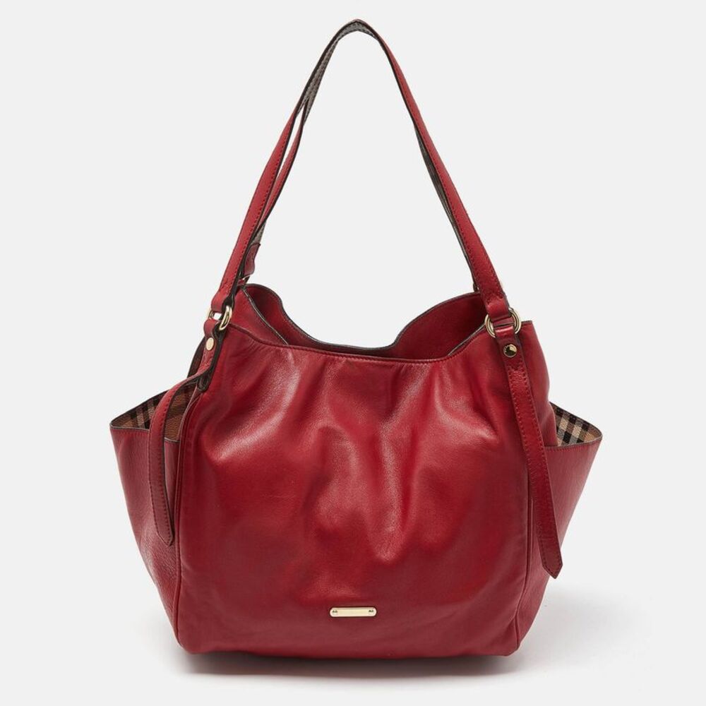 Burberry Red Leather Small Canterbury Tote